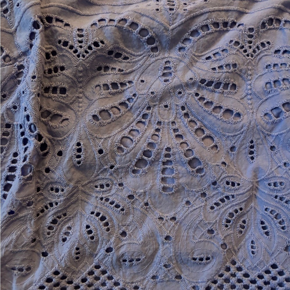 Talbots Womens Blue Eyelet Lace Puff Sleeve Square Neck Top Blouse Size 4 - Picture 8 of 8